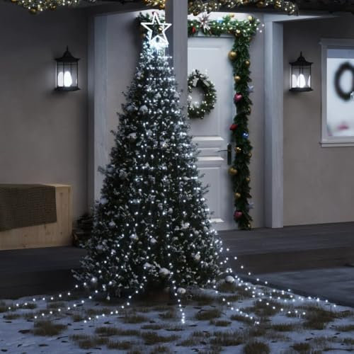 Luces para árbol de Navidad 320 LEDs blanco frío 375 cm,Luces Navideñas para Árboles 320 LED Impermeables con 8 Modos de Iluminación para Interiores y Exteriores Decoración de temporada, Luces de Navi
