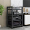 YQMHEZ Audio Rack HiFi Regal, Plattenspielerständer, Industrieller rollbarer Beistelltisch mit feststellbaren Rädern, HiFi Rack, for Entertainment-Stereokomponenten fürs Wohnzimmer, DJ/Theater(Nero)