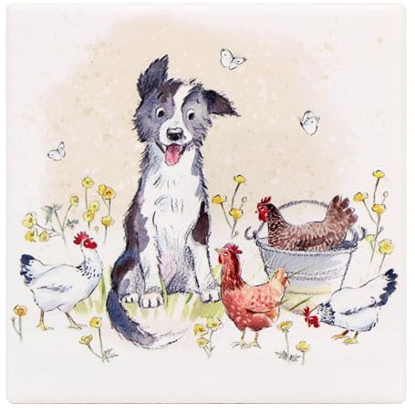 The Leonardo Collection Paper Shed Design Collie & Hens Coaster | Office, Home & Kitchen, Decorative Home Accessories, Tea & Coffee