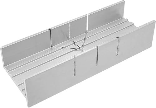 Metal Mitre Box, Silver 5.3 Inch Small Tiny Mitre Box Angle Precision Cutting Box by Aluminium and Steel Construction for DIYer Woodworker Woodcarver Carpenter