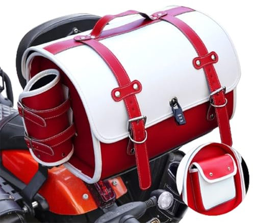 Motorrad Hecktasche für Harley Davidson Softail Heritage 1981-2024, Wasserdichter Retro Motorrad Tasche Große Kapazität Motorrad Aufbewahrungstasche Motorrad Satteltasche Reisetasche
