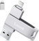 Lncnnk 512 Go Clé USB 3.0 Certifié MFi, Clé USB Lightning Photo Stick Mémorie Extension de Stockage Externe clé USB C Flash Drive de Sauvegarde pour iPhone/iPad/Android/Mac/PC, Argent