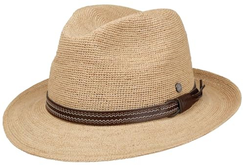LIERYS Fine Crochet Bogart Raffiahut Fedora Made in Italy Herren Frühling Sommer