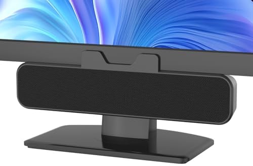 INGA USB-Computer-Lautsprecher mit Plug & Play, Monitor-Klipp, lautem Stereo-Sound & Bass, kabelgebunden für Studium/Meetings, kompatibel mit MAC & Laptop