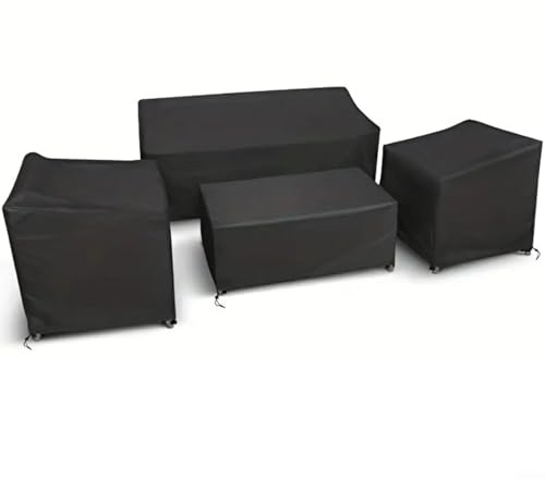 Fundas para muebles de jardín, 4 unidades, tela Oxford 420D, resistente al agua y al viento, con correas ajustables para sillas de exterior, sofá, mesa, protección contra la lluvia, la nieve, el sol y