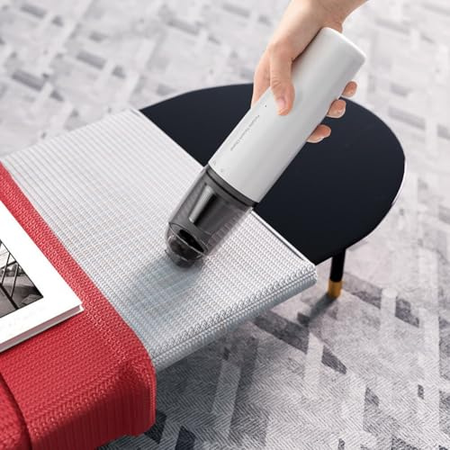Lecreatekit Mini aspirateur portable sans fil rechargeable 7,4 V pour voiture et maison avec moteur sans balais, 43 000 tr/min, 24,8 cm, blanc