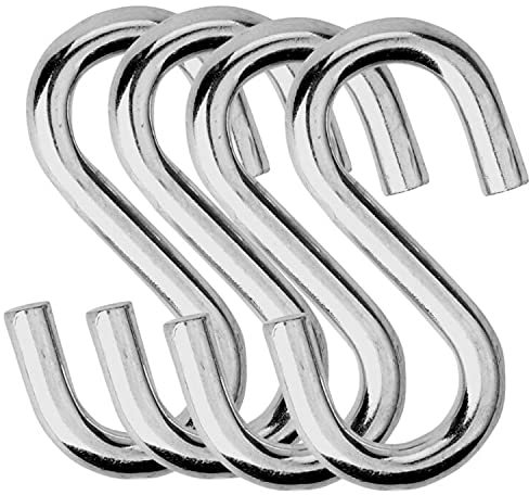 Flammi Heavy-Duty S Shaped Hooks Hammock S Hooks Galvanized Utility Hooks, 3-Inch Long (4)
