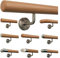 TIBU Buche Geländer Handlauf Treppe Holz Griff gew. Edelstahlhalter, Länge 30 - 500 cm aus einem Stück / Variante:50 cm mit 2 Halter Radius gefräst