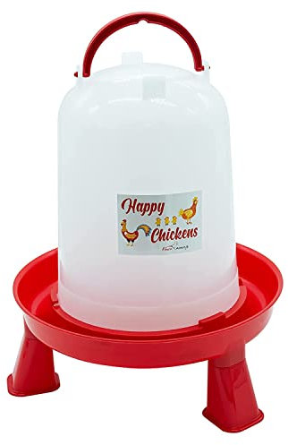 FINCA CASAREJO Abbeveratoio per Galline con Piedini - Abbeveratoio in Plastica Happy Chickens - capacità 5L - Acqua Sempre Pulita