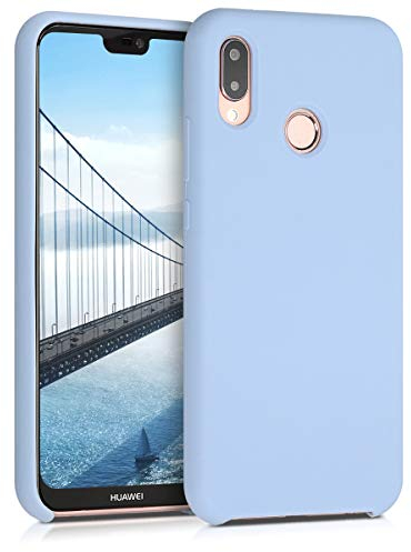 kwmobile Hülle kompatibel mit Huawei P20 Lite Hülle - Silikon Handy Case - Handyhülle weiche Oberfläche - kabelloses Laden - Hellblau matt