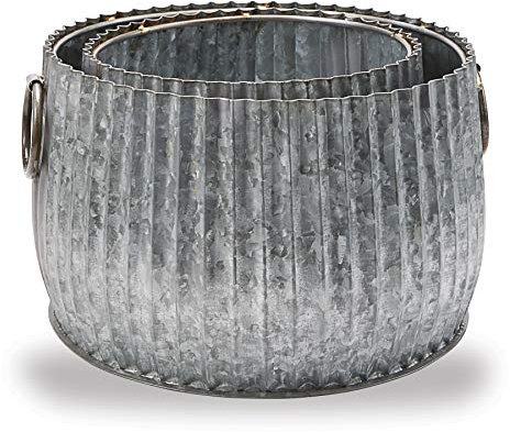 Mud Pie Tin Pot Set, Metal, Silver