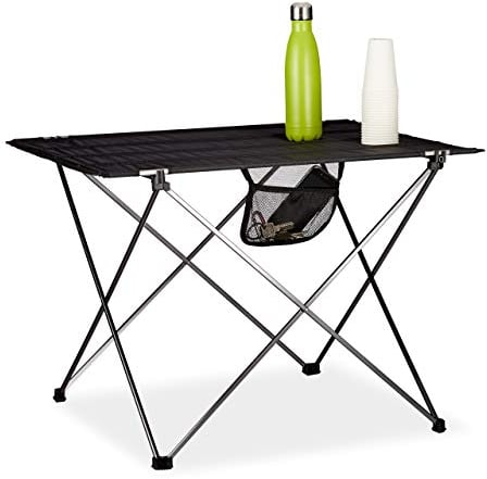 Relaxdays Campingtisch klappbar, mit Tasche, leicht, Outdoor Klapptisch Camping, HBT 51x73,5x54,5cm, Aluminium, schwarz