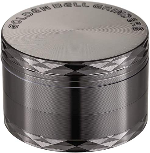 LIHAO Grinder Moledor de Especias Molinillo de Especias Metálico 50mm 4 pisos Duradero Aleación de Zinc (Níquel Negro)