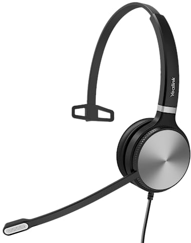 Yealink Cuffie USB UH36 con microfono per PC, cuffie certificate per squadre, cancellazione del rumore, con microfono, jack da 3,5 mm per chiamate e musica (mono)