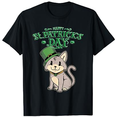 Happy St. Patricks Day Irland Katze m. grünem Hut irisches T-Shirt