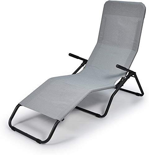 Tomaino -Lettino Reclinabile Da giardino, Migliora Circolazione Del Sangue - Sdraio Basculante Prendi Sole Per Esterno Terrazzo Relax Piscina (grigio)
