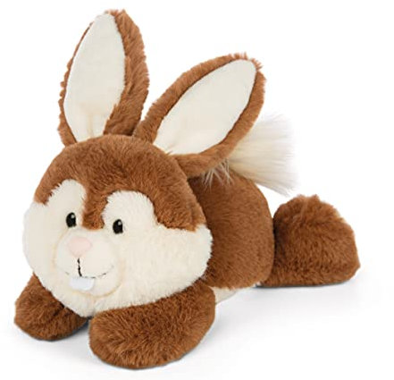 NICI Poline couché 20 cm – Lapins Filles, garçons et bébés – Doudou à câliner et pour Jouer – Peluches Animaux de la forêt – Collection Forest Friends – Cadeau Parfait Enfant, 47345, Marron/Beige