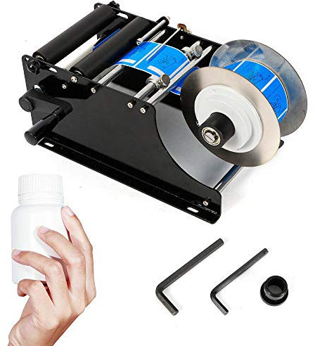 DENEST MT-30 Labeling Machine Manual/Semi-Automatic Round Labeling Machine Round Bottle Sticker Label 30Times/Minute Bottle Label Applicator for Round - Black
