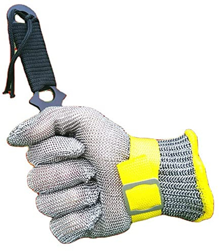 XTTY Schnittfeste Handschuhe Edelstahl-Anti-Schneidhandschuhe, starnige Austern-Arbeitsschutzarbeitssicherheitshandschuhe, for linke und rechte Hände(L/24CM)