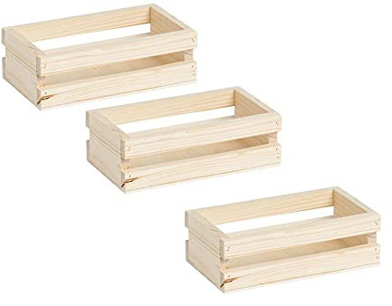 Cassette in massello di abete (3pz) Porta Oggetti |svuota tasche Contenitore caramelle prodotti enogastronomici| Porta zucchero Porta bustine per bar| Art. SET-F