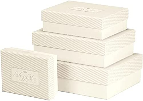 Rössler Papier 13417191400 - Geschenkschachteln Simply Love, Stripes, verschiedene Größen rechteckig, Hochzeit, 4er Satz