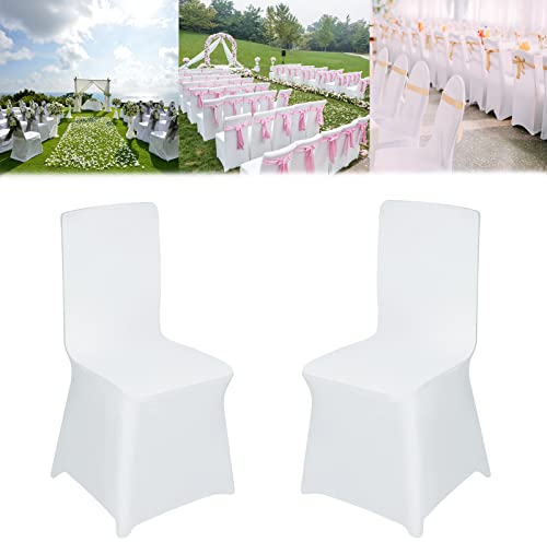 LZQ Stuhlhussen Weiß 50 Stück Universal Stretch Stuhlbezug Moderne Stuhlbezüge, Elastische Abnehmbarer Waschbarer Chair Cover, Stuhl Abdeckung für Hochzeit Bankett Büro Party Deko