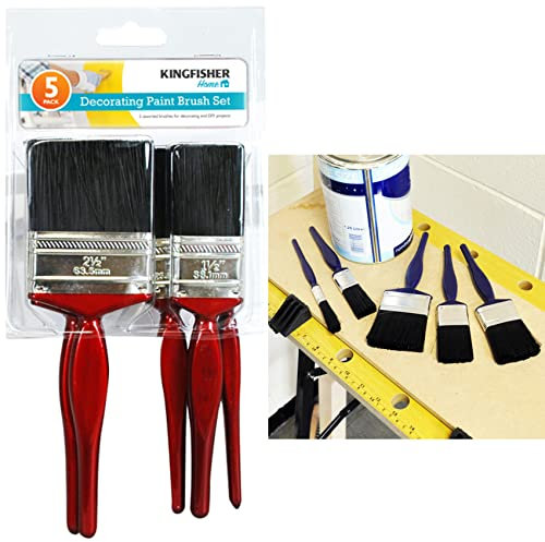 5 x KINGFISHER Professional PAINT BRUSH SET | Fine Painting | Mixed Decorating Tools Pack | NO Loss | DIY | Advance | Bristles | Walls | Wood | Brushes | Painters Essentials | Craft | UK FREE P&P