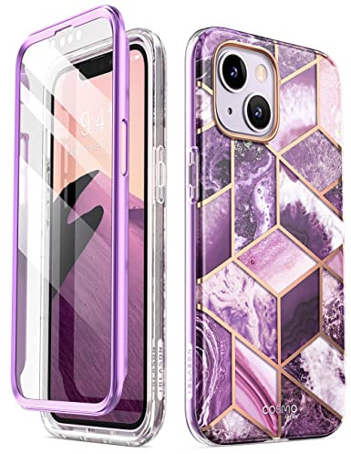 i-Blason Glitter Case for iPhone 14 Plus (6.7 Inch) Mobile Phone Case 360 Degree Case Bumper Protective Cover [Cosmo] with Screen Protector 2022 Edition (Purple)