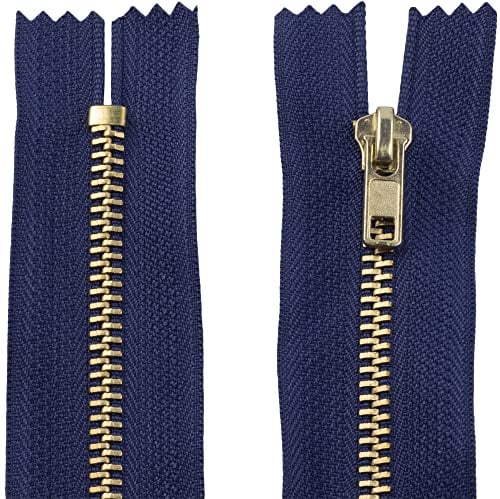 AERZETIX - C61239-2er-Set Nicht trennbare Reißverschlüsse 14 cm aus Metall - Zipper - Farbe dunkelblau - nähzubehör Lederwaren etuis röcke Kleider Hosen kurzwaren