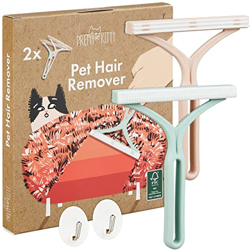 PRETTY KITTY Pet Hair Remover Set: 2 x Pet Hair Remover for Sofa and Carpet Removal - Cat Hair Remover Brush, Dog Hair Removal