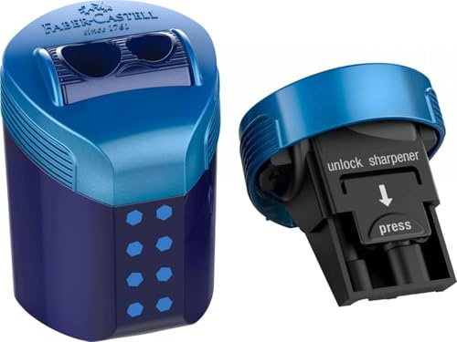Faber-Castell Double Hole sharpener box RollOn dots - Assorted Colours - Midnight Black, Deep Blue