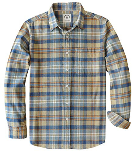 Dubinik® Flannel Shirt for Men Plaid Mens Button Down Long Sleeve Shirts Soft Pure Cotton Casual Shirts Regular Fit