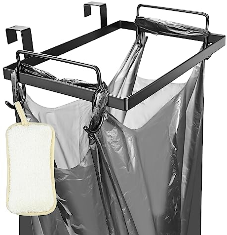 XunHe Trash Bag Holder,Cupboard Holder with 1 roll Trash Bag and Sponge for kitchen, Anti-corrosion Rubbish Bag Hanger for Kitchen Cupboards and Cabinets, Suitable for 2cm Cupboards Edge