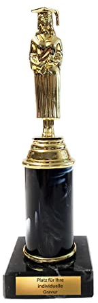 eberin · Geschenk zum Abitur · Pokal für Abiturientin · Auszeichnung zum Studium · Absoventin auf Säule/Marmor · Schulabschluss Geschenk personalisierbar mit Wunschtext · (Sockel schwarz)