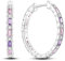 Hapour Tiny Rainbow Creolen 925 Sterling Silber | Eingelegte bunte Zirkonia-Huggie-Ohrringe für Frauen und Mädchen als Geburtstagsgeschenk – große Prinzessinnen-Ohrringe in Rosa und Lila