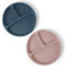 Aolso Plato de Silicona para Bebé Con Ventosa Antideslizante,Pack 2 platos de Silicona para Bebé,Ventosa para Bebé Plato Antivuelco para Niños,BPA Free-Gris oscuro/Marrón