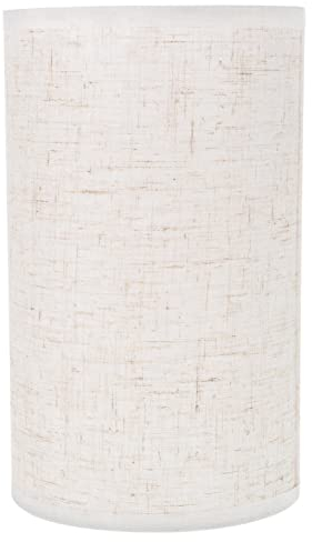 OSALADI Pantalla de lámpara de tambor E27 lino beige pantalla cilíndrica construcción araña cubierta de luz de repuesto para lámpara de pie de mesa 20 x 12 x 12 cm