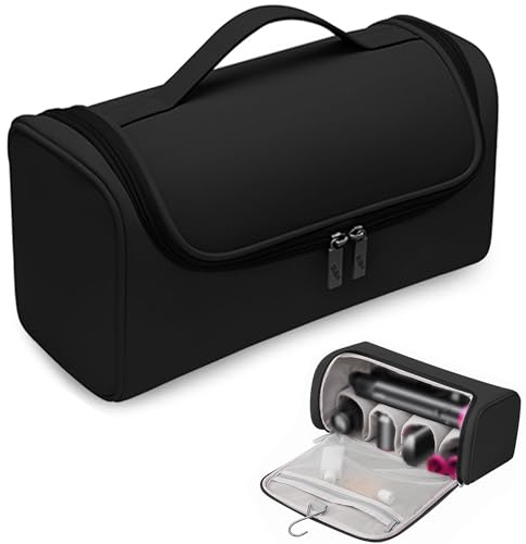 Linpr Travel Storage Bag for Dyson Hair Dryer, Travel Case with Hook, Curler and Accessories Organizer, Large-Capacity Case Holder, Portable Carrying Case, Storage Organizer Bag for Women (Black)
