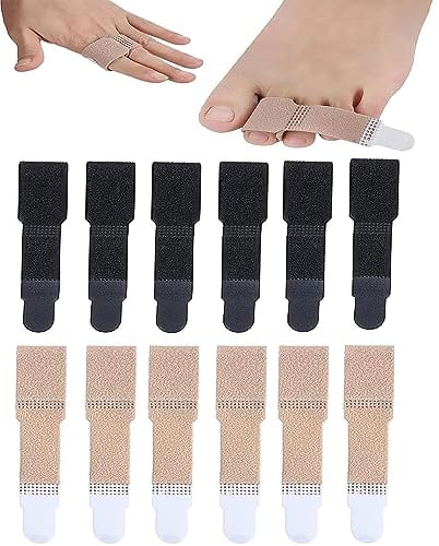 JOYOLA 12 Piezas Corrector Dedo Martillo, Enderezadores Ferula De Dedo Separador Dedos Pie Vendajes Acolchados Para Dedo Del Pie En Martillo O Curvado Corrector Dedo Martillo