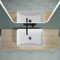doporro Plateau de lavabo en bois 50 x 140 cm en chêne Greige pour lavabos avec support de console mural Platte04