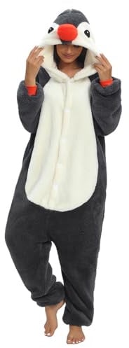 Panda Jumpsuit Damen Tier Oversized Kuschelig Schlafanzug Herren Lang mit Kapuze Reißverschluss Unisex Tier Tierkostüme Nachtwäsche Winter