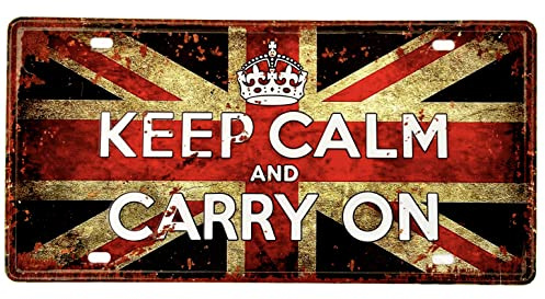 DiiliHiiri Aphorismus, englisches Sprichwort, Keep Calm and Carry On, Vintage-Schild, Retro-Schild, Dekoration für Zuhause, Bar, Café, 30 x 15 cm (2651-24)