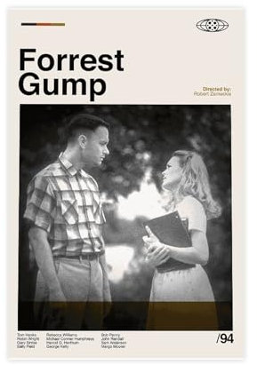Forrest Gump Movie Poste Leinwandposter Schlafzimmer Dekor Sport Landschaft Büro Zimmer Dekor Geschenk ungerahmt 30 x 45 cm
