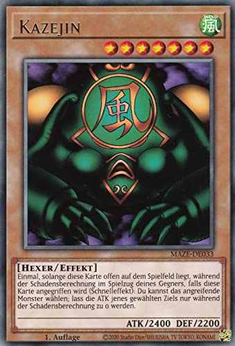 MAZE-DE033 - Kazejin - Rare - 1. Auflage - Deutsch - Maze of Memories - mit LMS Trading Fieldcenter-Karte Yugioh