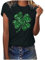 Clearance Womens St Patricks Day Shamrocks Tee T-Shirt Ladies Short Sleeve T Shirt Ireland Irish Clover Printed Tunics Tops Crewneck Pullover Paddy's Day Sweatshirts Casual Festival Blouse Shirts