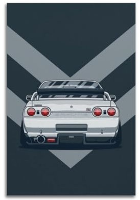 BPQN JDM Auto-Poster für GTR R32 Rennwagen, dekoratives Gemälde, Leinwand, Kunstbild, 30 x 45 cm
