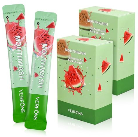 Lot de 40 mini bains de bouche portables de voyage - 1,8 l - Emballés individuellement - Pour rafraîchir l'haleine - Facile à transporter - Indispensable pour le travail, les voyages - Saveur pastèque