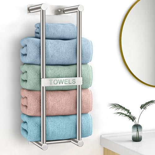 STWWO Porta Asciugamani Bagno 56cm Portasciugamani da Parete Argento Accessori Bagno Moderni Porta Salviette Grandi Asciugamani Organizer per Bagno Cucina Balcone Toilette