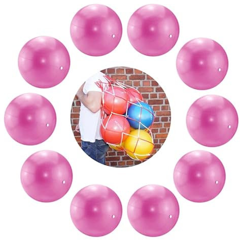 ATC Handels GmbH Soft Pilates & Yoga Ball Sets inklusive Ballnetz für Fitness, Entspannung und Spaß (Pink, 10 Bälle + 1 Ballnetz)