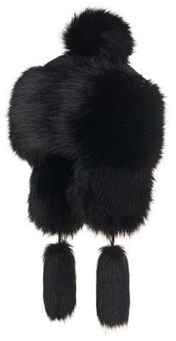 Futrzane Classic Mütze mit Ohrenklappen - Fliegermütze Damen - Russische Hut (M, Schwarz Classic)